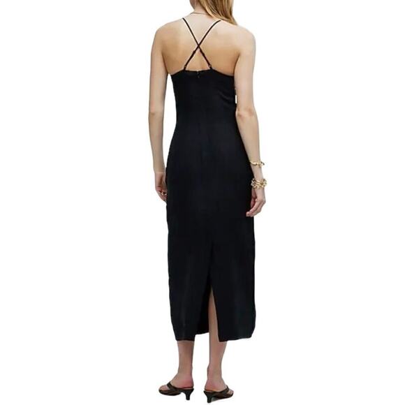 Madewell Crisscross Midi Slip Dress in Cupro-Blend True Black Size 6 NWT - Picture 2 of 9